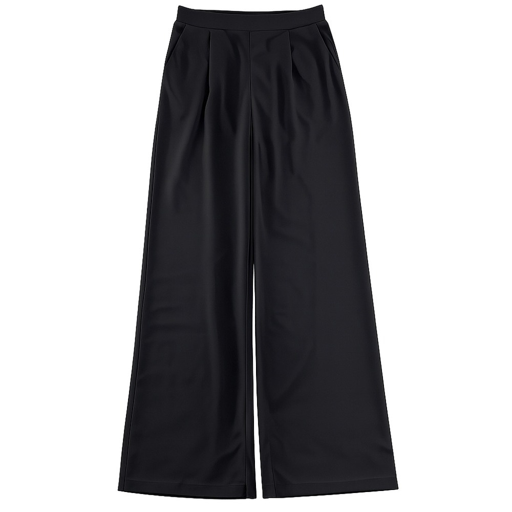 Halara Medium Wide Leg Pants Pleated High Waisted Ribbed Stretchy Black Trouser
